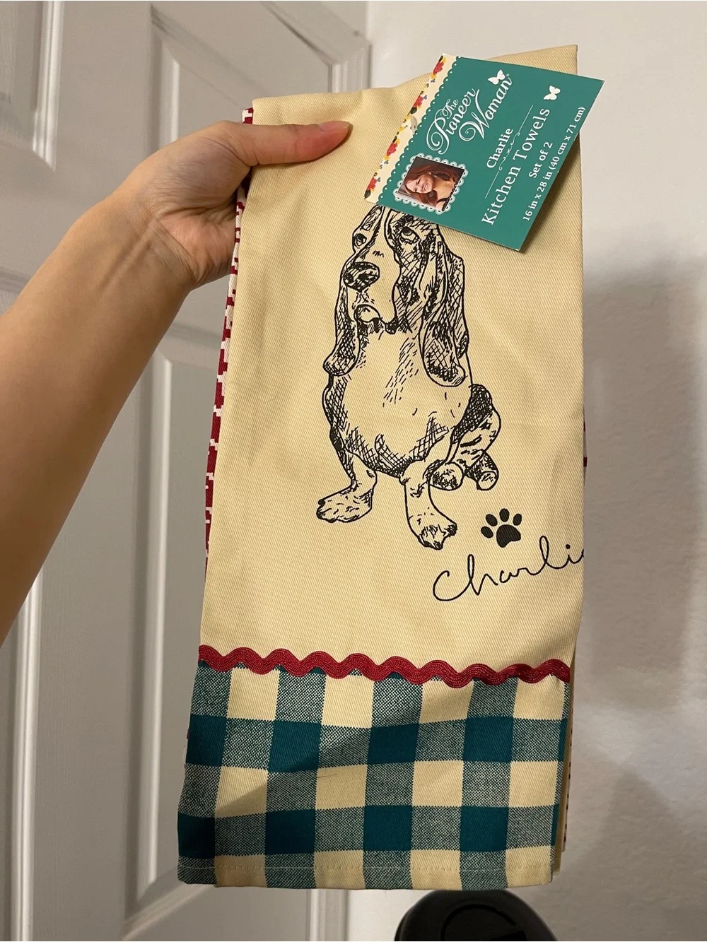 Piney Woods Cream Dog Print Kitchen Towel - Charlie